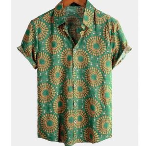 Mens button up Floral shirt - retro